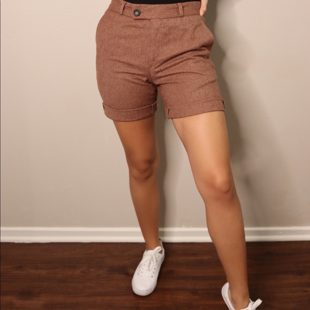 Yves Saint Laurent brown twill high waisted shorts